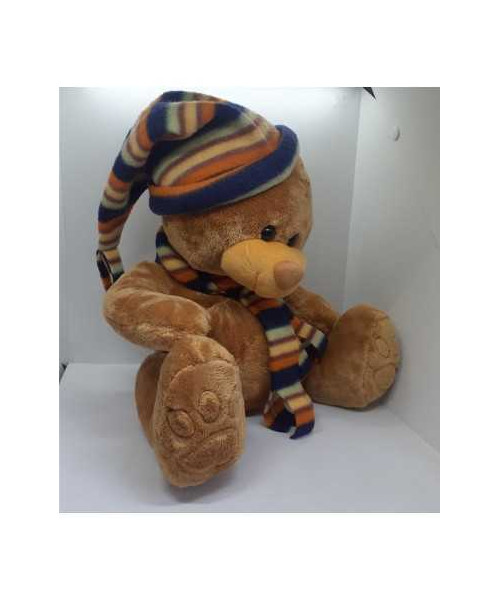 Ursulet de plus cu caciulita si fular 37 cm