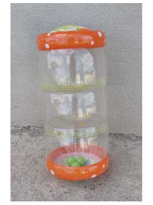 Jucarie cilindru gonflabil cu bilute print pisicuta