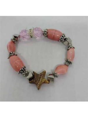 Bratara cu margele culoare roz