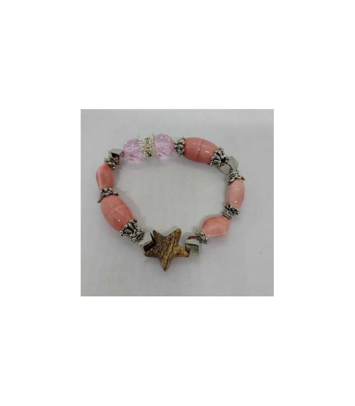 Bratara cu margele culoare roz