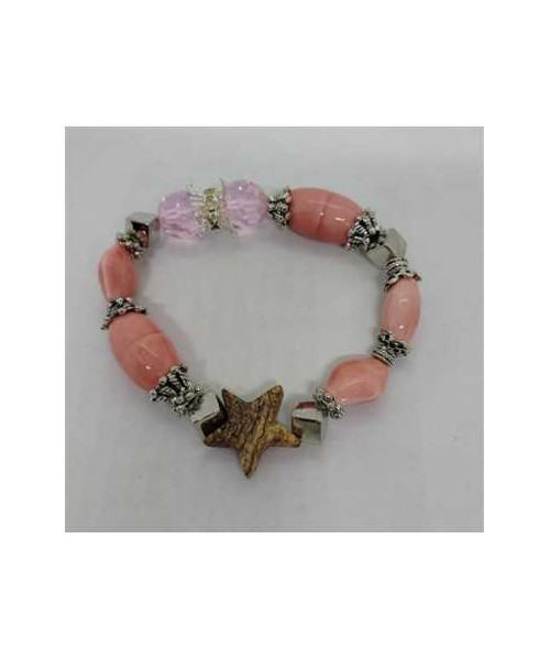 Bratara cu margele culoare roz