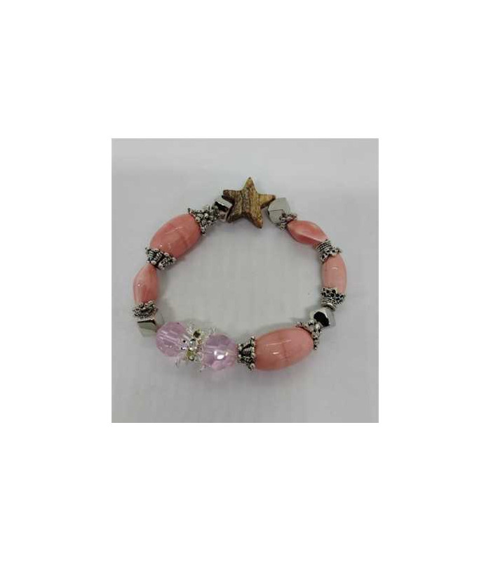 Bratara cu margele culoare roz