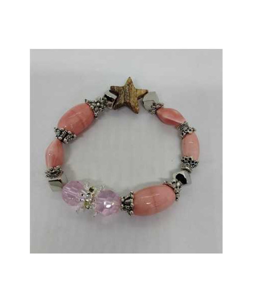 Bratara cu margele culoare roz