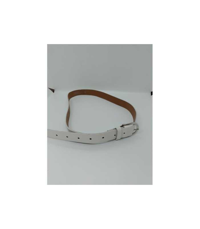 Curea dama culoare alb cu catarama metalica