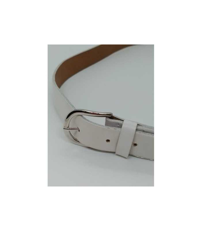 Curea dama culoare alb cu catarama metalica