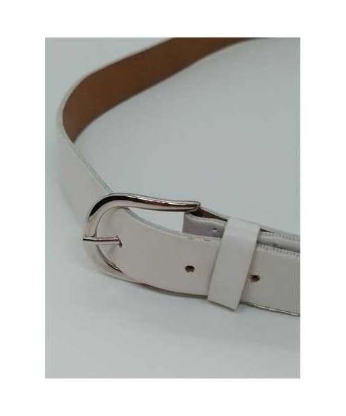 Curea dama culoare alb cu catarama metalica