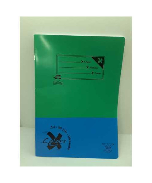 Caiet studentesc A4 dictando 80 file coperta verde bleu