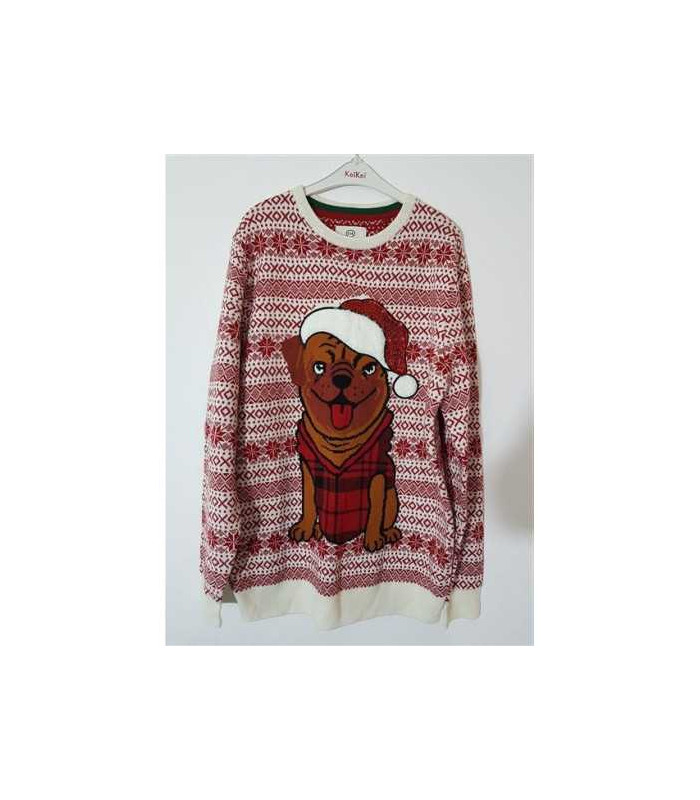 Pulover dama tricotat cu imprimeu catel  de Craciun C&A