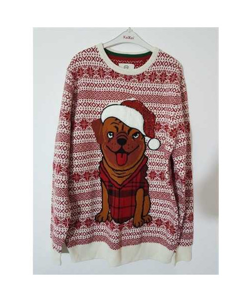 Pulover dama tricotat cu imprimeu catel  de Craciun C&A