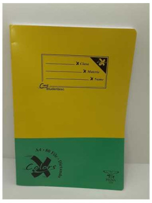 Caiet studentesc A4 dictando 80 file coperta verde si bleu