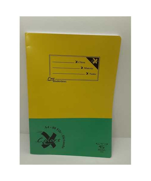 Caiet studentesc A4 dictando 80 file coperta verde si bleu