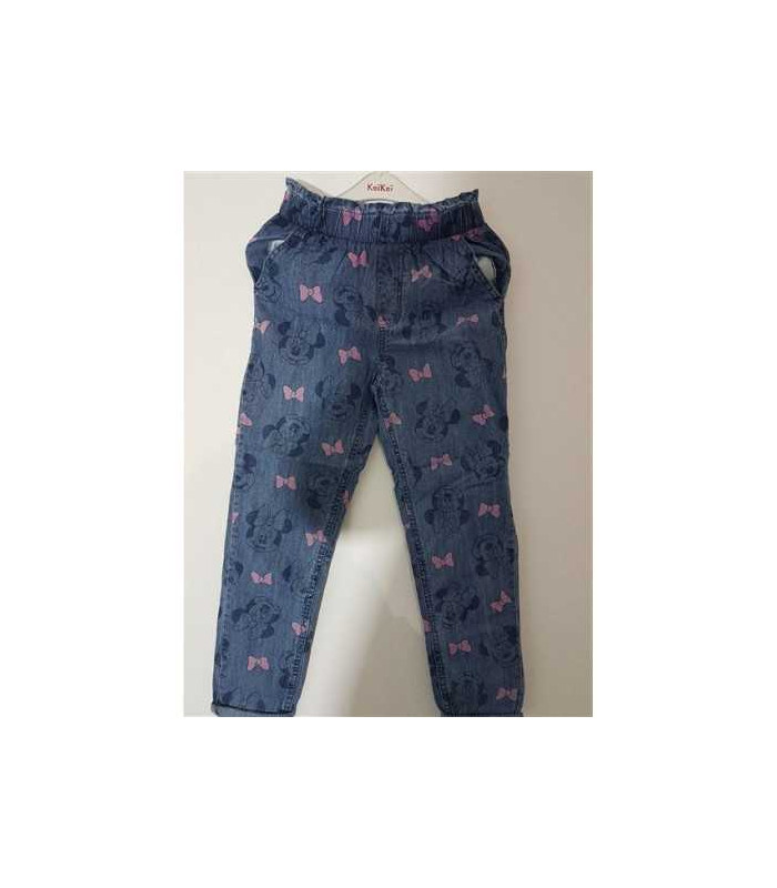 Pantaloni de blugi pentru fetite cu imprimeu fundite si Minnie