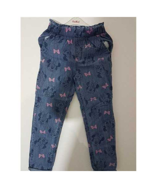 Pantaloni de blugi pentru fetite cu imprimeu fundite si Minnie