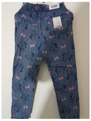 Pantaloni de blugi pentru fetite cu imprimeu fundite si Minnie 2