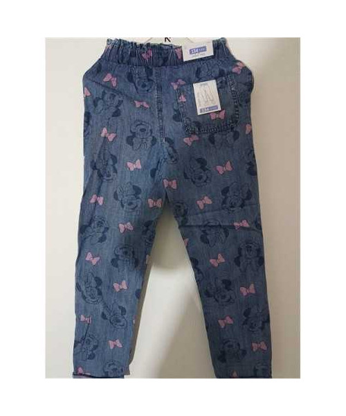 Pantaloni de blugi pentru fetite cu imprimeu fundite si Minnie