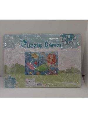 Puzzle pentru copii sirena cu pesti 15 piese 2
