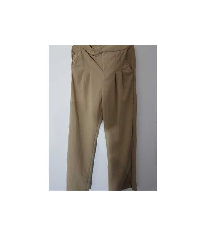 Pantaloni dama cu nasture in talie culoare crem