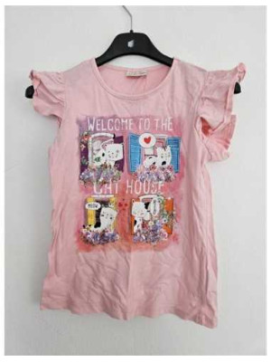 Tricou cu print multicolor si volane la maneci LC WAIKIKI