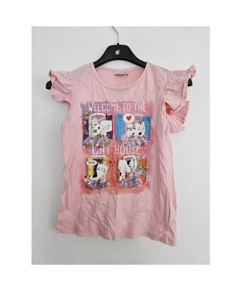 Tricou cu print multicolor si volane la maneci LC WAIKIKI