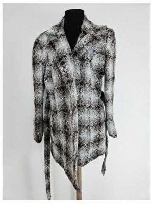 Palton dama cu cordon in talie model in carouri