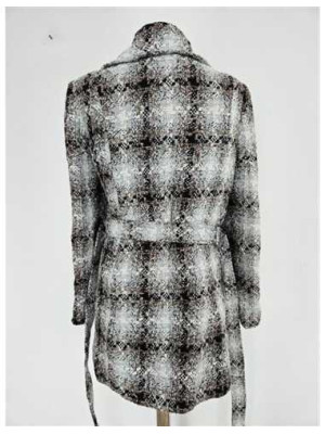 Palton dama cu cordon in talie model in carouri 2