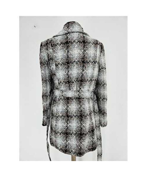 Palton dama cu cordon in talie model in carouri