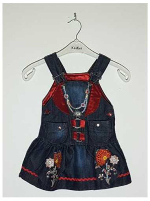 Sarafan de blugi pentru fetite cu flori multicolore Missa