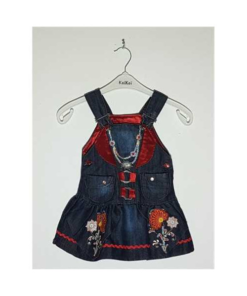 Sarafan de blugi pentru fetite cu flori multicolore Missa