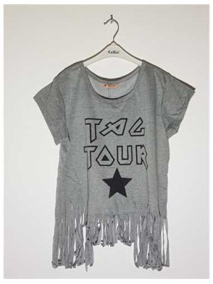 Tricou dama cu franjuri si imprimeu SAP&P