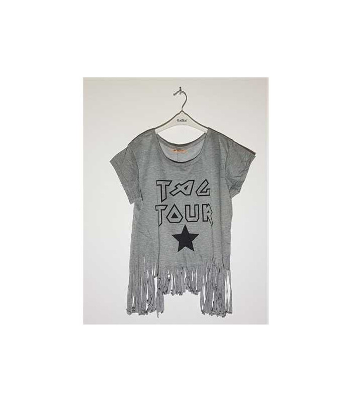 Tricou dama cu franjuri si imprimeu SAP&P