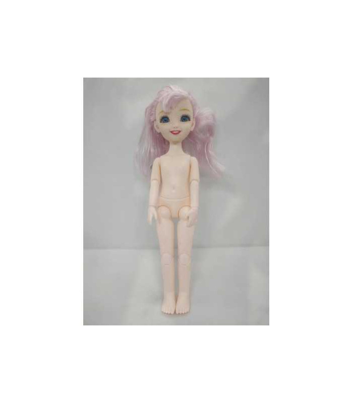 Papusa cu parul roz si articulatii 27 cm