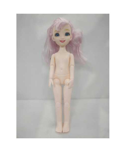 Papusa cu parul roz si articulatii 27 cm