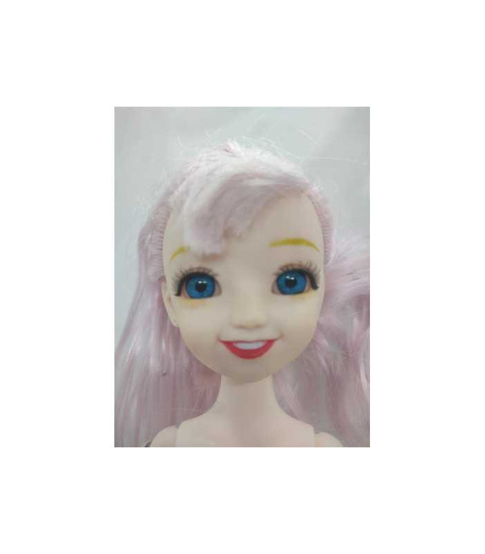 Papusa cu parul roz si articulatii 27 cm