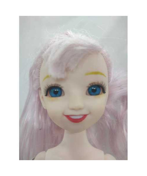 Papusa cu parul roz si articulatii 27 cm