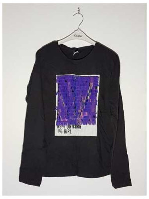 Bluza cu maneca lunga pentru fetite cu paiete pe piept Zara