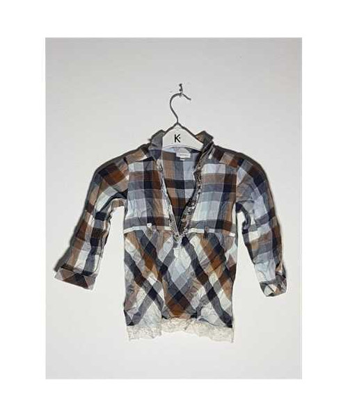 Rochita cu maneca lunga in carouri pentru copii Fagottino