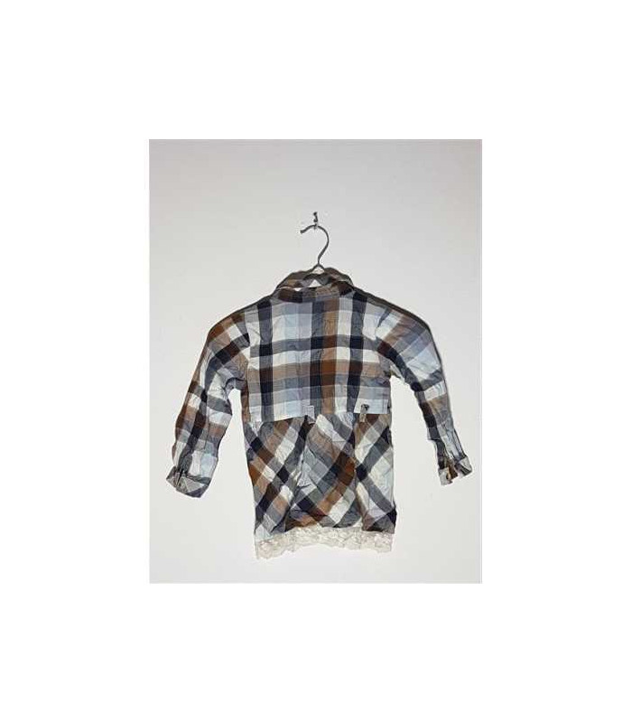 Rochita cu maneca lunga in carouri pentru copii Fagottino