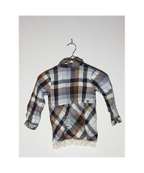 Rochita cu maneca lunga in carouri pentru copii Fagottino