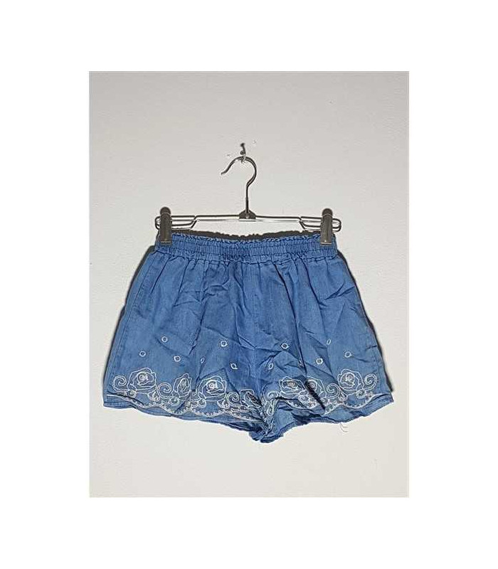 Pantaloni scurti fetite model cu cusaturi florale la baza