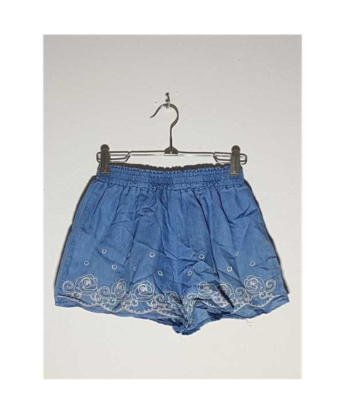 Pantaloni scurti fetite model cu cusaturi florale la baza