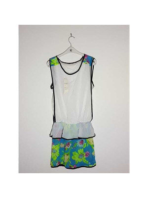 Rochita dama cu volane si flori multicolore Maryly