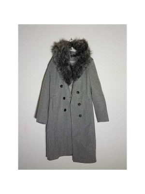 Palton dama cu guler din blanita artificiala Ultimissimo