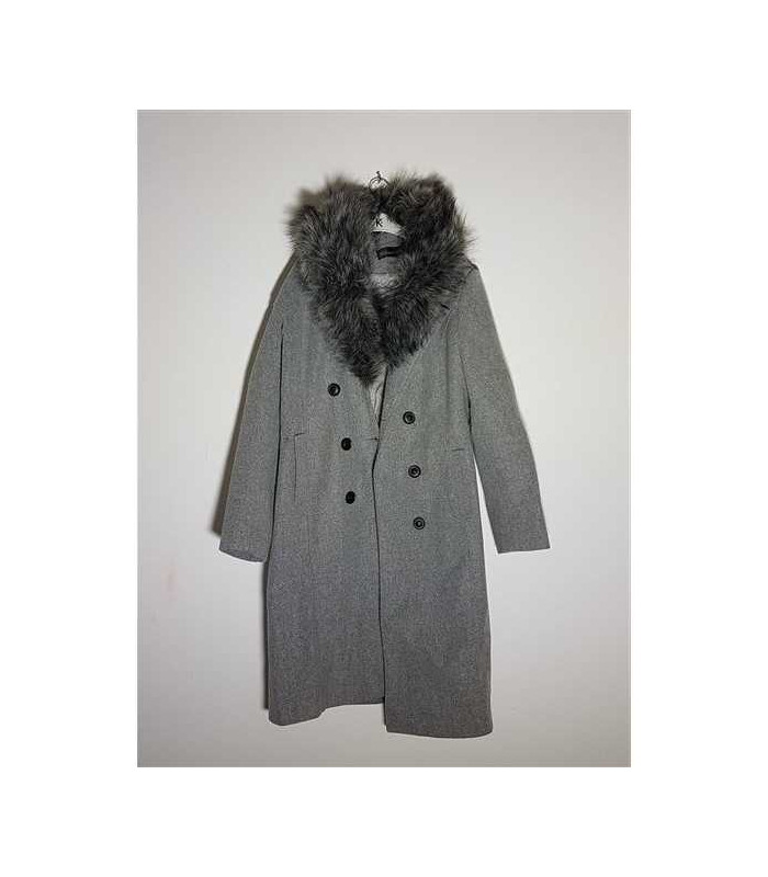 Palton dama cu guler din blanita artificiala Ultimissimo