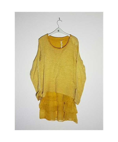 Pulover dama tricotat cu volane la baza