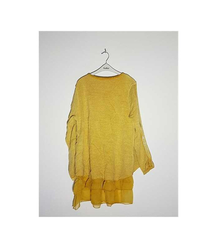 Pulover dama tricotat cu volane la baza