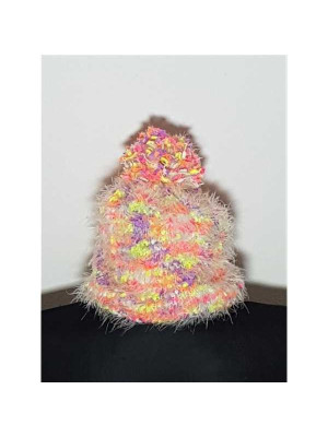 Caciula pufoasa model multicolor cu ciucure COOL CLUB