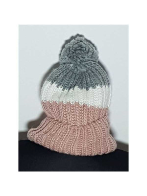 Caciula copii tricotata cu model in 3 culori