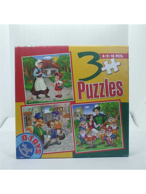 Set 3 puzzle-uri basme de 6 9 16 piese