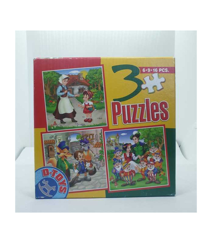 Set 3 puzzle-uri basme de 6 9 16 piese