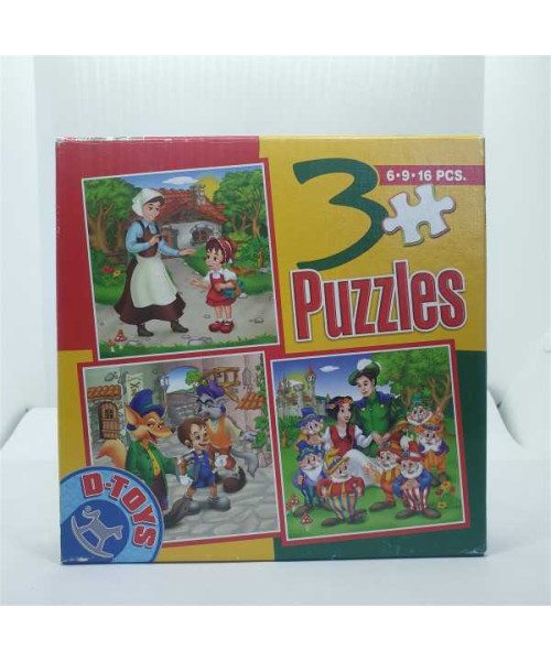 Set 3 puzzle-uri basme de 6 9 16 piese
